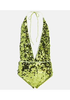 Oseree Sequined halterneck swimsuit