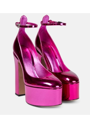 Valentino Garavani Tan-Go metallic leather platform pumps