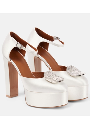 Malone Souliers Terra embellished satin platform pumps