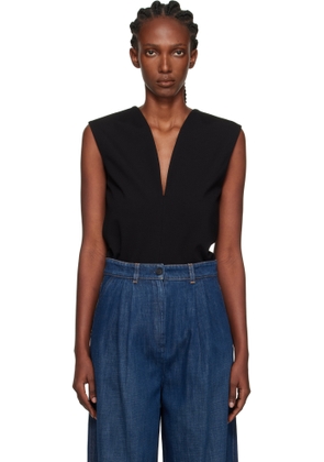 Lanvin Black Jersey Plunging Neckline Top