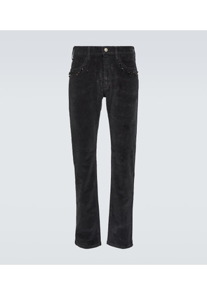 Undercover Studded cotton corduroy slim pants