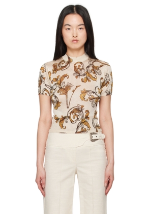 Versace Jeans Couture Beige Outline Barocco Lurex Sweater