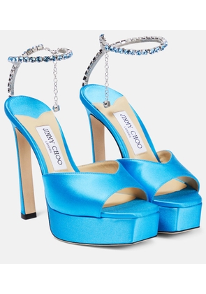 Jimmy Choo Saeda 125 embellished satin platform sandals