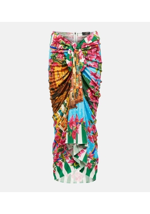 Dolce&Gabbana Portofino ruched silk midi skirt