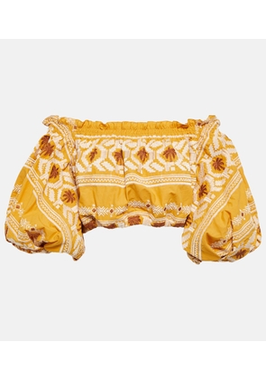 Johanna Ortiz Canaveral embroidered cotton cropped top