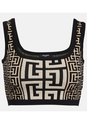 Balmain Monogram jacquard crop top