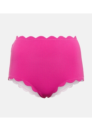 Marysia Scalloped high-rise bikini bottoms