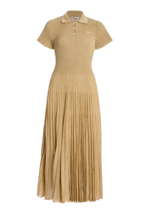 Miu Miu Metallic Ribbed-Knit Midi Dress - Moda Operandi