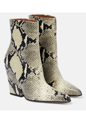 Paris Texas Jane snake-print leather ankle boots