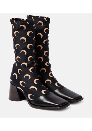 Marine Serre Printed leather-trimmed sock boots