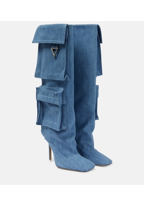 The Attico Sienna Tube denim knee-high boots
