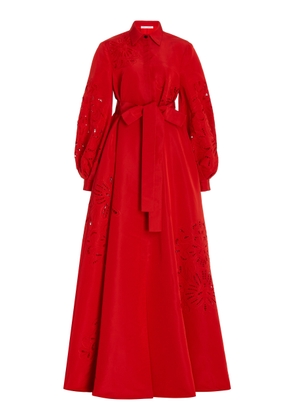 Carolina Herrera Embroidered Silk Trench Gown - Moda Operandi