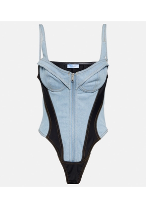Mugler Paneled denim bodysuit