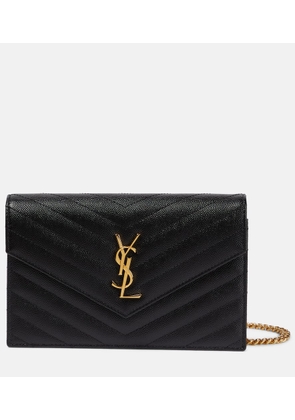 Saint Laurent Cassandre matelasse envelope leather wallet on chain
