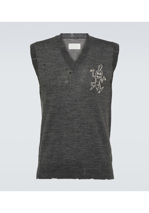 Maison Margiela Printed distressed wool sweater vest