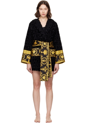 Versace Black 'I Heart Baroque' Short Bathrobe