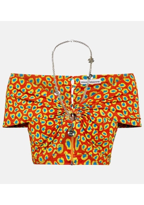 Rabanne Printed strapless crop top