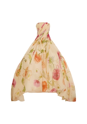 Carolina Herrera Pleated Crepe Organza High-Low Gown - Moda Operandi