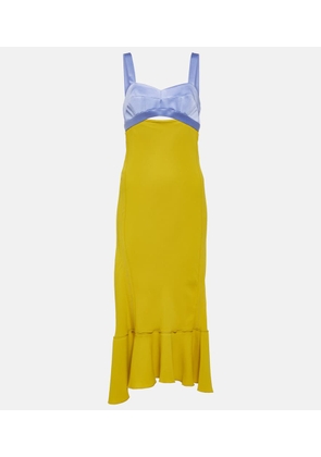 Victoria Beckham Paneled satin and cady midi dress
