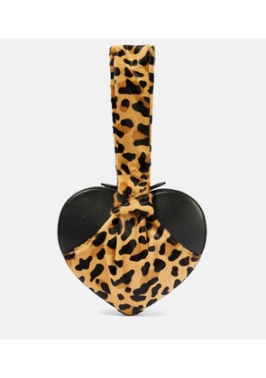 Alaia Le Cache Cour calf hair and leather clutch