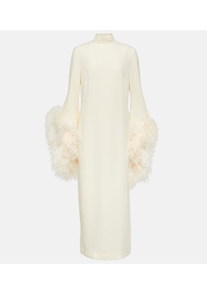 Taller Marmo Del Rio feather-trimmed midi dress