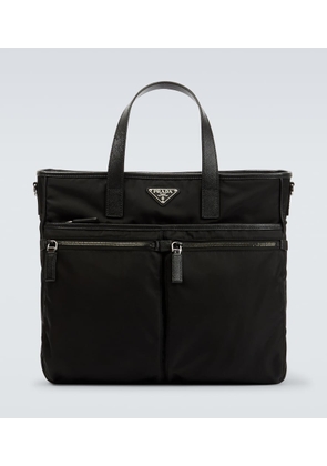 Prada Re-Nylon leather-trimmed tote bag