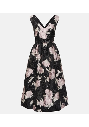 Monique Lhuillier Floral jacquard midi dress