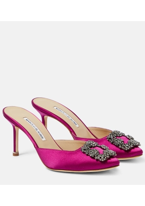 Manolo Blahnik Hangisimu 70 embellished satin mules