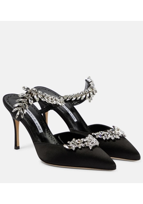Manolo Blahnik Lurum 90 embellished satin mules