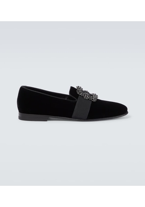 Manolo Blahnik Carlton embellished velvet loafers