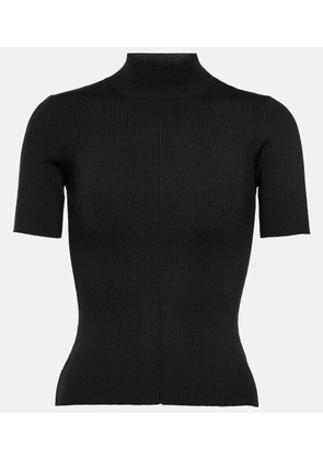 Oscar de la Renta Ribbed-knit silk-blend top