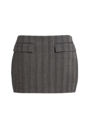 Ferragamo Herringbone Stretch-Wool Mini Skirt - Moda Operandi