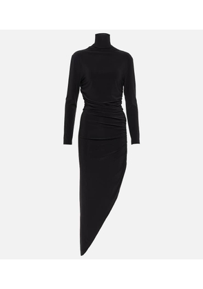 Norma Kamali Turtleneck draped jersey maxi dress