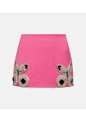 Area Crystal-embellished wool miniskirt