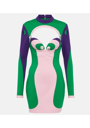 Area Crystal-embellished cutout minidress