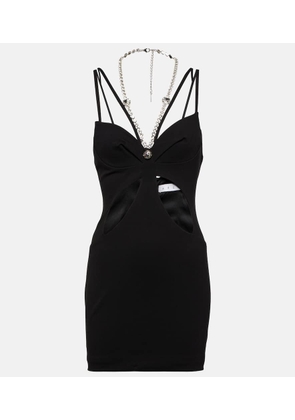 Area Crystal-embellished cutout minidress