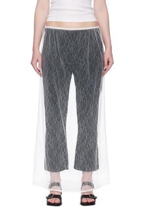 AMOMENTO White Sheer Lace Long Maxi Skirt