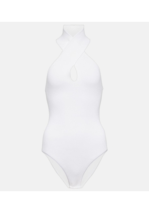 Alaia Ribbed-knit halterneck bodysuit