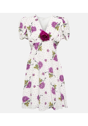 Rodarte Floral Applique silk minidress
