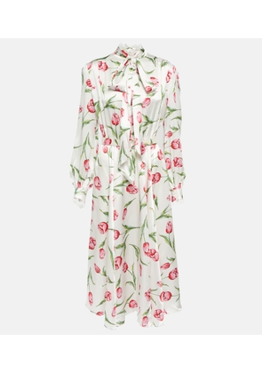 Rodarte Floral belted silk midi dress