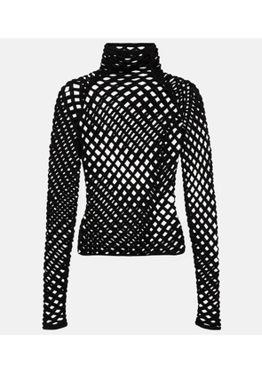 Alaia Open-knit turtleneck top