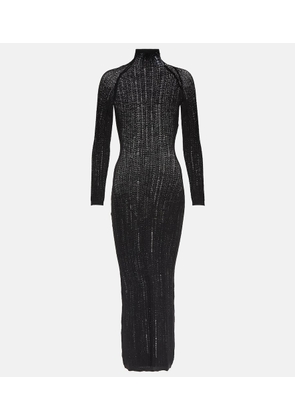 Alaia Distressed wool-blend midi dress