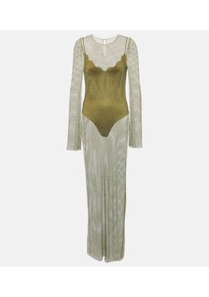 Galvan Gloria crystal-embellished maxi dress