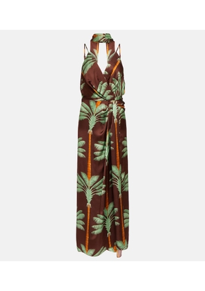Johanna Ortiz Embroidered printed silk maxi dress