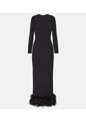 Safiyaa Feather-trimmed crepe gown