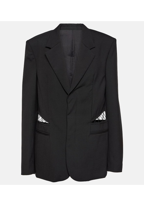 Dion Lee Lace-trimmed cutout wool blazer