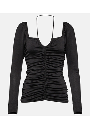 Ganni Ruched jersey top