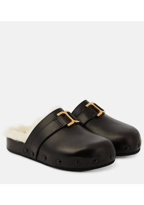 Chloe Marcie leather and shearling slippers