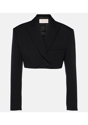 Valentino Cropped wool grisaille blazer