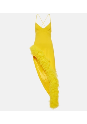 David Koma Ruffled wool crepe midi dress